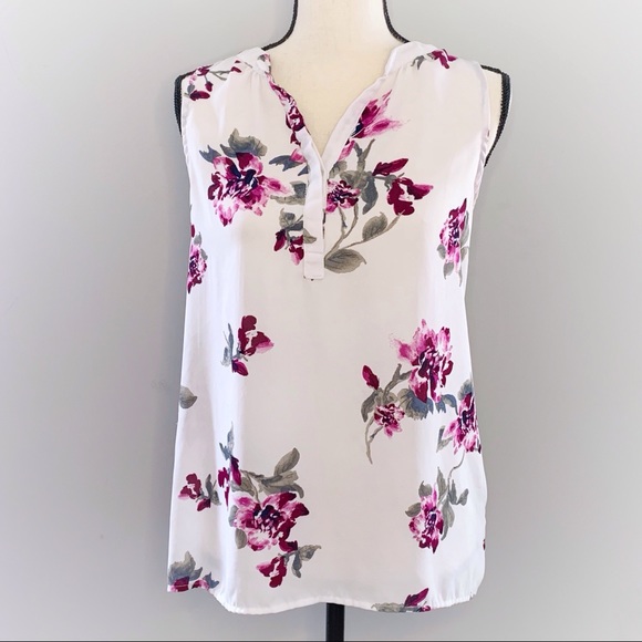 Alice Blue Tops - Alice Blue | Blouse Sleeveless Floral White EUC